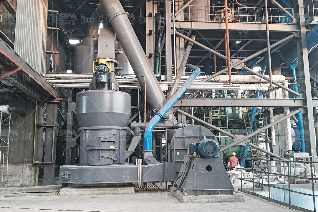 Modern coal gangue grinding mill in operation showing material flow and dust collection system